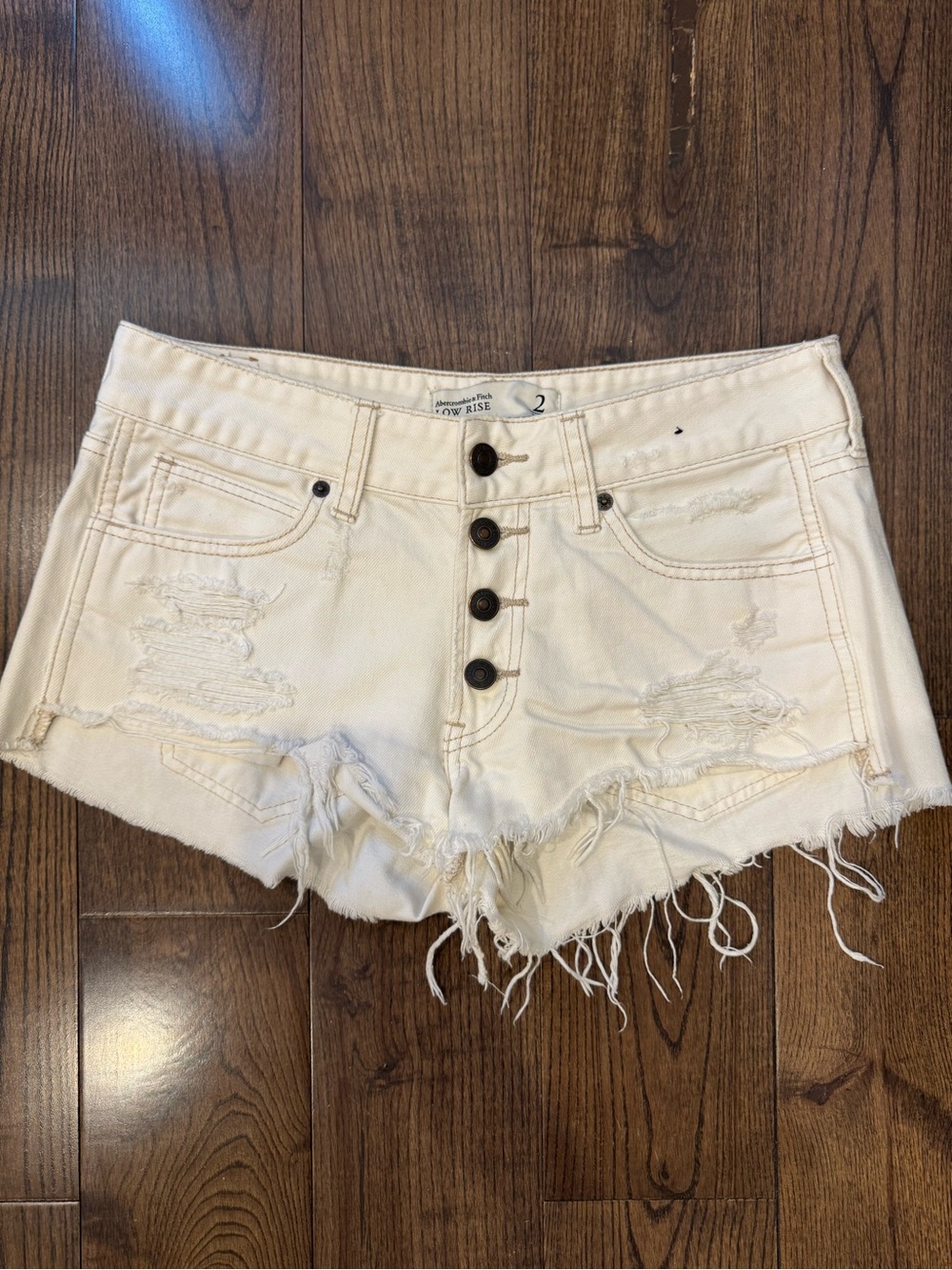 Abercrombie and fitch White Distressed Denim Shorts